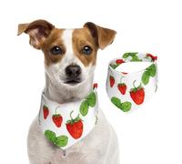 Strawberry Plants Fruit White Print,Dog Bandanas Cotton Pet Scarf Adjustable Bibs for Pet,L