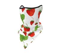 Strawberry Plants Fruit White Print Windproof Mask,Neck Gaiter Winter Motorcycle Face Cover