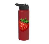 Strawberry Pocket Design Fruit Aesthetic Sweet Berry Stainless Steel Insulated Water Bottle