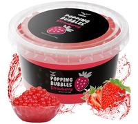 Strawberry Popping Boba Pearls, Premium Boba Popping Pearls with Real Fruit Juice, Bursting Boba Pearls Popping Bubbles Instant Tapioca Pearls Bubble Tea Kit, Boba Tea Kit for Kids (1 Pack x 17oz)