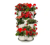 Strawberry Pot,5 Tier Vertical Stackable Decor Element with Wheels | Outdoor Garden Planter - Suitable For Climbing Tendered Vegetables Fruit Cherries Patio Outdoor Balcony Terrace Indoor Place