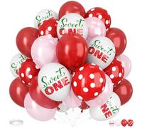 Strawberry Print Balloons Pink Red, 30Pcs 12Inch Berry Print Balloon Red Polka Dot balloons for Sweet One Baby on the Way Girls First Birthday Party Summer Fruit Strawberry Theme Party Decorations