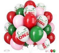 Strawberry Print Balloons Red Pink, 30Pcs 12Inch Berry Print Balloon Pink Red Green Balloon for Sweet One Baby on the Way Girls First Birthday Party Summer Fruit Strawberry Theme Party Decorations