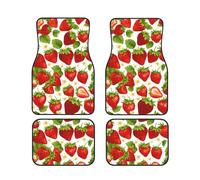 Strawberry Print Car Floor Mats 4-Piece Set Anti-Slip Cushion Fit Cars Trucks SUV Year-Round Use