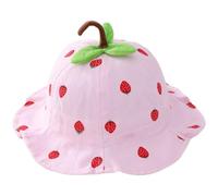 Strawberry Print Hat Toddler Bucket Cap Cute Beach Hat Sun Protection Accessory for Hunting Camping Hiking Travelling Fishing