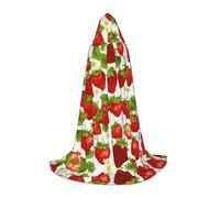 Strawberry Print Hooded Robe Adult Wizard Robes Monk Priest Cloak Halloween Cosplay Knight Hood Cape, Black, S