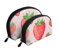 Strawberry Print Printed Makeup Bags 2-Piece Portable Shell Travel Toiletry Bag Cosmetic Organizer Bag for Women