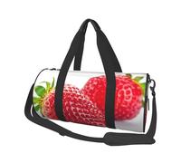 Strawberry Print Round Duffel Bag, Canvas Overnight Travel Tote Bag, Waterproof and Tear-Resistant.Foldable Weekend Travel Bag