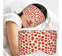 Strawberry Print Sleep Mask Wide Wraparound Reversible Light Blocking Travel Fit
