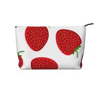 Strawberry Printed Make up Bag for Women Corduroy Makeup Bags Zipper Travel Cosmetic Bags Pouch Organizer