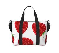 Strawberry Printed Travel Duffel Bag for Women Men - Weekend Overnight Bags with Adjustable Shoulder Strap and Handle