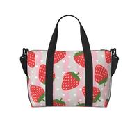 Strawberry Printed Travel Duffel Bag for Women Men - Weekend Overnight Bags with Adjustable Shoulder Strap and Handle