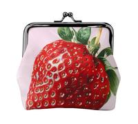 Strawberry Prints Coin Purses with Kiss-lock, PU Leather Mini Pouch Change Wallet for Men Women, Strawberry, One Size, Fashion