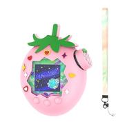 Strawberry Protective Case for Tamagotchi Paradise-Includes Lanyard, Soft Silicone Shockproof Design, Cute Green Leaf Top, Fits 2025 Bandai Model Perfectly
