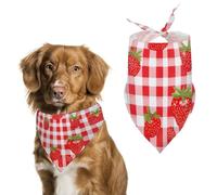 Strawberry Red Checkered Cute Dog Bandanna Scarf Printed Adjustable Triangle Pet Kerchief for Dogs And Cats