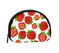 Strawberry Red, Women's Storage Bag Shell Makeup Bag Small Coin Purse Shell Change Pouch