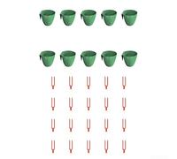 Strawberry Root Grow Kit with 10 Cups and 20 Forks for Plant Transplanting, Cuttings and Stem Rooting, Green Plastic Ventilation Pot Set for Indoor Outdoor Garden Use(Large)