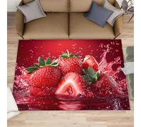 Strawberry Rug 80x150, Strawberry Area Rugs for Bedroom, Fruit Rugs for Boys Room, Low Pile Non Slip Carpet for Computer Game Room Dormitory