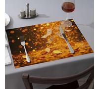 Strawberry Rug Gold Coins And Dollar Bills Falling From Above Dining Place Mats Western Party Decorations Placemats(4PCS)