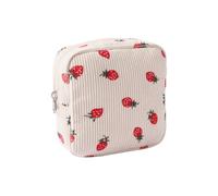 Strawberry Sanitary Napkin Bag Small Corduroy Period Bag Pouch Portable Sanitary Pad Holder Menstrual Pad Travel Bag Feminine Product Pouch Cute Tampon Holder for Purse