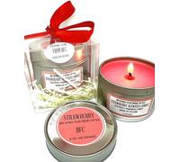 Strawberry Scented Soy Wax Candle - Handmade BFC - Strawberry Scented 28 Hours Burn Time 4 Oz 100 Grams Soy Wax Candle Silver Brush Finish Tin. Shipping on 48 Hour Tracked Service