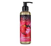 Strawberry Sensual Massage Oil - 200ml - Blend of Almond and Grapeseed Oils - Edible & Kissable Oil - Body Oil for Him & Her - for Couples - Romantic Gift - Relaxing Massage Oil