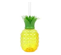 Strawberry Shaped Cup Mug, Drinking Hawaiian Party Cute Water Cups Tumbler with Lid, Fruit Shape Plastic Thickening Drinking Cup(Pineapple)