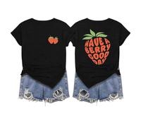 Strawberry Shirts Fruit Tshirts Strawberries Graphic Tee Garden Clothing Gardener Gift Tops 2025 New Blouses for Women UK Tops for Women UK