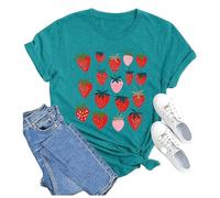 Strawberry Shirts Fruit Tshirts Strawberries Graphic Tee Garden Clothing Gardener Gift Tops 2025 New Blouses for Women UK Tops for Women UK