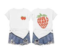 Strawberry Shirts Fruit Tshirts Strawberries Graphic Tee Garden Clothing Gardener Gift Tops 2025 New Blouses for Women UK Tops for Women UK