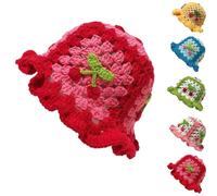 Strawberry Shortcake Hat, Strawberry Hat, Strawberry Bucket Hat, Strawberry Shortcake Costume Hat, Crochet Hat (Red,Free Size)