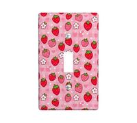 Strawberry Single Light Switch Cover Plate, Playful Fanciful Flower Heart Summer Peach Plastic Standard Size Switch Plate Decorative for Home Living Room New Apartment Decor (Single)