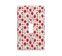 Strawberry Single Light Switch Cover Plate, Playful Fanciful Heart Flower Summer Red Plastic Standard Size Toggle Light Switch Cover for Bedroom Bathroom Kitchen Entrance Decor (Single)