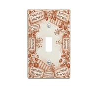 Strawberry Single Light Switch Cover Plate, Rustic Vintage Flower Banner Summer Brown Plastic Standard Size Toggle Light Switch Cover for Home Living Room New Apartment Decor (Single)