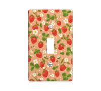 Strawberry Single Light Switch Cover Plate, Spring Fanciful Flower Leaf Spring Red Plastic Standard Size Decorative Wall Plates for Home Living Room Bedroom Bathroom Decor (Single)