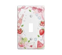 Strawberry Single Light Switch Cover Plate, Summer Festive Champagne Watermelon Summer Peach Plastic Standard Size Wall Switch Plates Accents for New Apartment Home Bedroom Office Decor (Single)