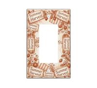 Strawberry Single Rocker Light Switch Cover, Rustic Vintage Flower Banner Summer Brown Plastic Standard Size Accents Wall Switch Plates for New Apartment Home Bedroom Office Decor