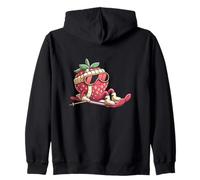 Strawberry Skier Chill Alpine Vibes Cute Winter Skiing Zip Hoodie