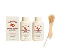 Strawberry Skin Care Cream, With Bath Brush, Skin Resurfacing Cream, Skin Smoothing & Moisturizing, For All Skin Types (2set)