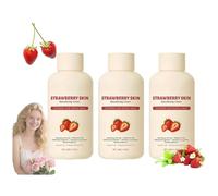 Strawberry Skin Moisturizing Cream, Daily Nourishing Body Moisturiser, Strawberry Moisturizing Resurfacing Triple Acid Keratosis, Deeply Hydrates & Nourishes Skin (3pcs)