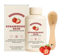 Strawberry Skin Resurfacing Cream, Advanced Triple-Acid Complex, for Reduce the Look of Chicken Skin Bumps and Uneven Texture, Body Moisturizing Cream, with Brush, Improves Skin Tone (1pc, One Size)