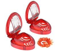Strawberry Slicer 2Pcs Strawberry Cutter Shaped Egg Slicer Easy to Use Fruit Stainless Steel Blade Kitchen Gadget Set for Fruit, Cutter