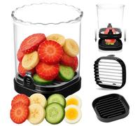 Strawberry Slicer with Stainless Blades | Egg & Fruit Slicer Cup for Banana, Cucumber, Mushroom | ABS Detachable Kitchen Gadget - Precision Berry Cutter Tool (Black, 1-Pack)