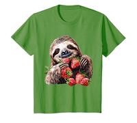 Strawberry Sloth Colourful Artwork Strawberries Wildlife T-Shirt