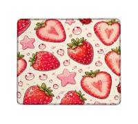 Strawberry Small Mouse Pad, Playful Fanciful Heart Star Summer Red Square Rubber Smooth Aesthetic Desk Mousepads Desk Accessories for Gaming Computer Laptop Square 8x10 Inch