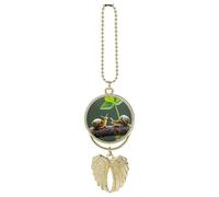 Strawberry Snail Car Hanging Pendant, Zinc Alloy Rearview Mirror Charms - Relieve Visual Fatigue, Vintage Keychain Pendant, Lucky Car Interior Hanging Decoration, Golden-Style