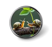 Strawberry Snail Round Badge for Men Women, Durable & Stylish Lapel Pins, Lightweight Metal Badges for Shirts, Jackets, Hats