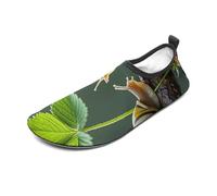 Strawberry Snail Water Shoes for Men Women, Lightweight Stretch Swim Shoes with Anti-Slip Rubber Sole, Quick-Dry Aqua Socks for Pool, Beach, Surfing, Style, 14 Women/14 Men
