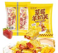 Strawberry snowflake crisp, mixed flavor fruit candy, instant toffee, rich milk sugar, candy snack gift package, delicious Dim sum, convenient substitute food, leisure snacks (Mango,2bags)