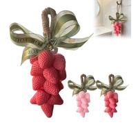Strawberry Soap on a Rope, Handmade Bunch Shaped Bar Artisans, Handcrafted Strawberry Soaps, Portable Natural Manual Soaps Decorative, Exquisite Home Decor for Bathroom Kitchen (3 Pcs)
